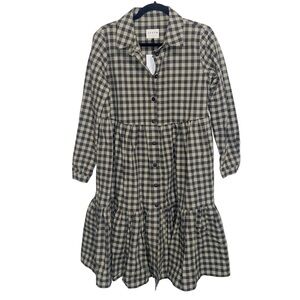 Offon Dress Womens Small Gingham Check Tiered Cottagecore Pockets Peasant NWT